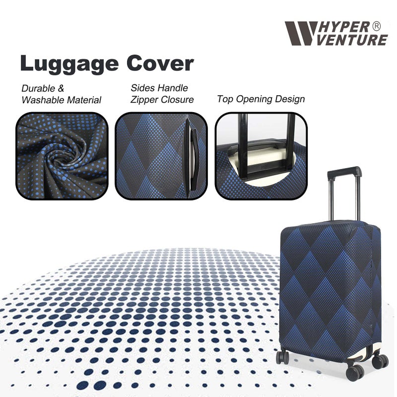 HYPER VENTURE Washable Luggage Cover - Fashion Suitcase Protector Fits 18-22 Inch Luggage (Blue Cube, S) - Image 2